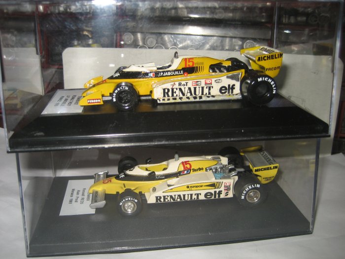 Tenariv 1:43 - 2 - Modell sportbil - F.1 Renault RE12 Jabouille GP France 1979 + Renault RE20 Prost GP Monaco 1981 - monterat kit