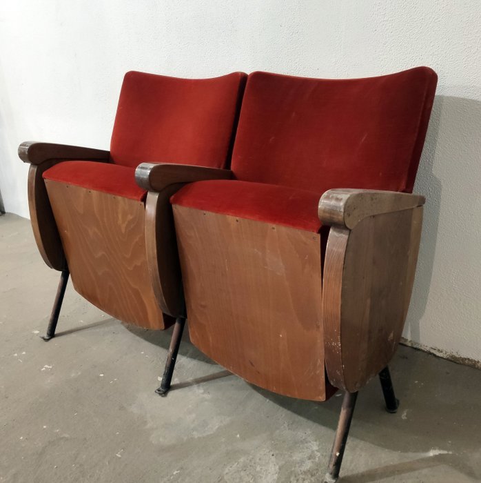 椅 - 兩張影院扶手椅，1960 年代 - 復古 - 鐵（鑄造/鍛造）