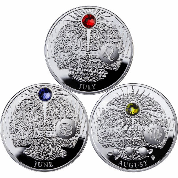 纽埃. 1 Dollar 2013 Magic Stones of Happiness - June / July / August, Proof  (没有保留价)