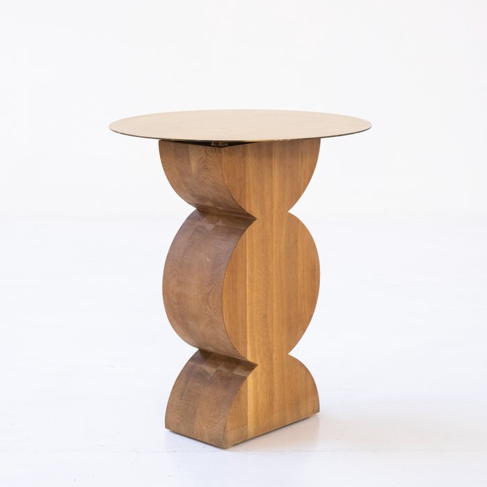 Simon Gavina - Dino Gavina - Side table - Costantin - Brass, Oak wood