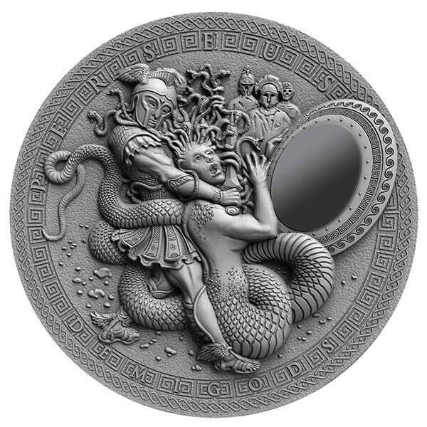Niue. 2 Dollars 2018 Perseus Demigods Antique finish Silver Coin 2 oz (.999)