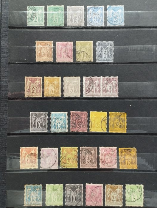 France 1876/1900 - Sage - Beautiful type II set with light cancellations / Almost Complete - Yvert  N° 74 / 106