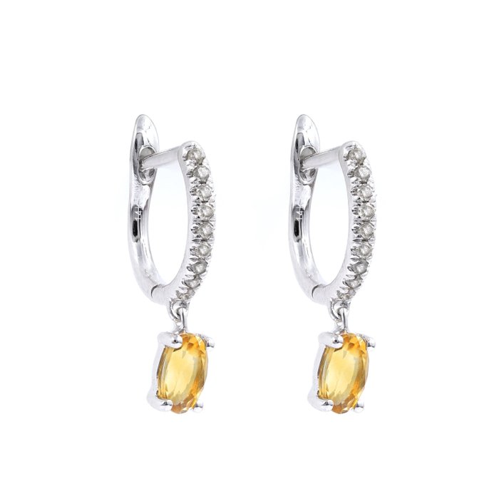 Ohrringe Weißgold Citrin - Diamant 