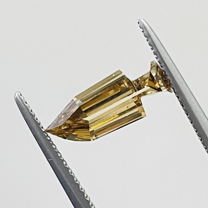 1 pcs 钻石 - 1.01 ct - 特殊切割 - 中彩黄褐 - SI1 微内含一级, GIA