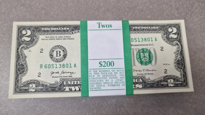 Stati Uniti d'America - 100 x 2 Dollars 2017 A - original bundle