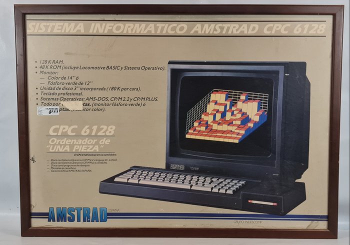 Amstrad cpc 6128 - Originelles und großes Werbedisplay oder Hinweisschild für Spanien