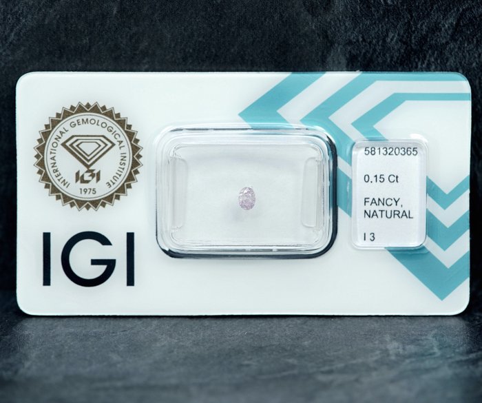 鑽石 - 0.15 ct - 橢圓形 - Natural Fancy Pink - I3