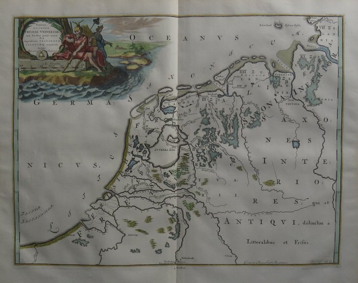 Paesi Bassi, Gelderland, Friesland, Groningen, Overijssel; Francois Halma - Descriptio Fresiae Universae (...) - 1725