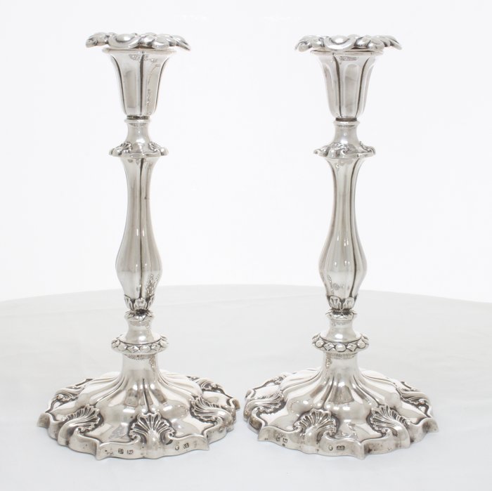 1844 - Creswick & Co, Sheffield - Candleholder Part 2 of 4 (see other advertisement) (2) - .925 silver, Silver, sterling