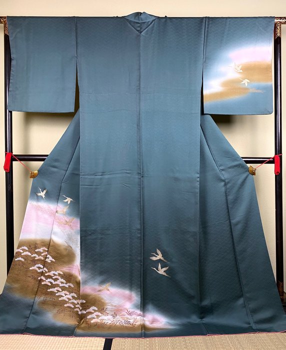 Kimono - Seta - Crane, Pino - Giappone - Seconda metà del 20° secolo