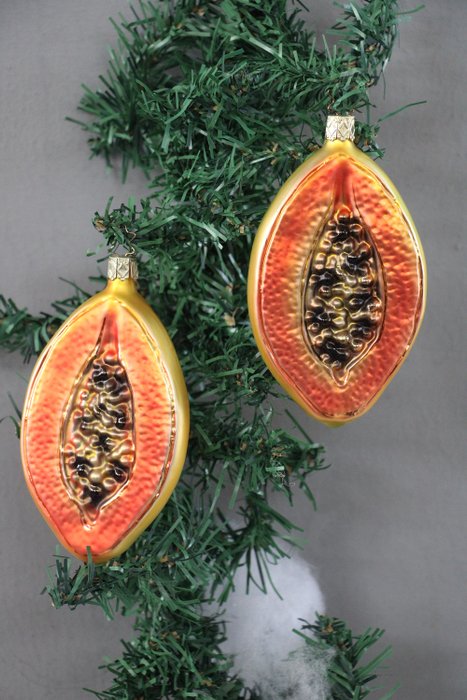 Inge-Glas: papaya, handgemaakt - Décoration de Noël en forme de boule Inge-Glas (2) - Verre