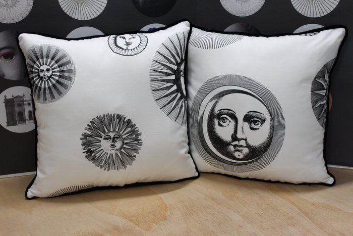Pair of cushions with Piero Fornasetti fabric