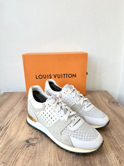 Louis Vuitton White Leather & Brown Monogram Coated Canvas Run Away  Sneakers - Size 39 EU / 9 US