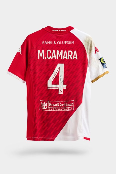 AS Monaco vs. RC Strasbourg - Ligue 1 - Mohamed Camara - 磨损并签名的球衣