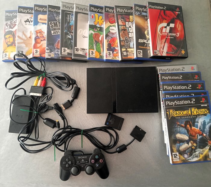 1 Sony Playstation 2 (PS2) - Console with games (16) - Without original box  - Catawiki
