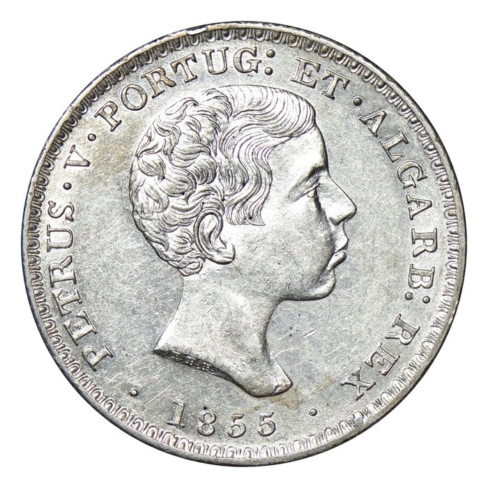 Portugalia. D. Pedro al V-lea (1853-1861). 500 Reis 1855