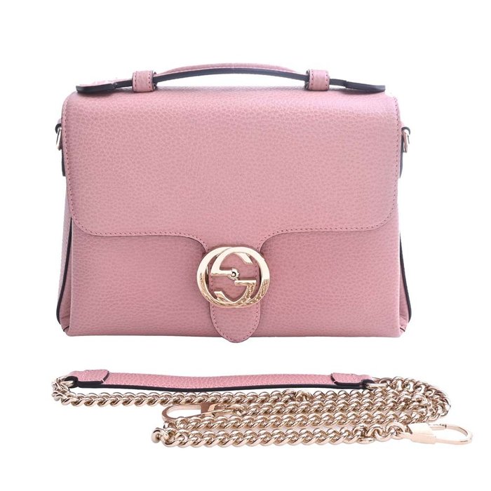 Gucci Dollar Calfskin Small Interlocking G Shoulder Bag Pink