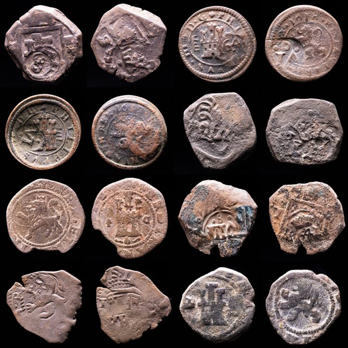 Spain. Lote de ocho (8) monedas variadas españolas Varias cecas.