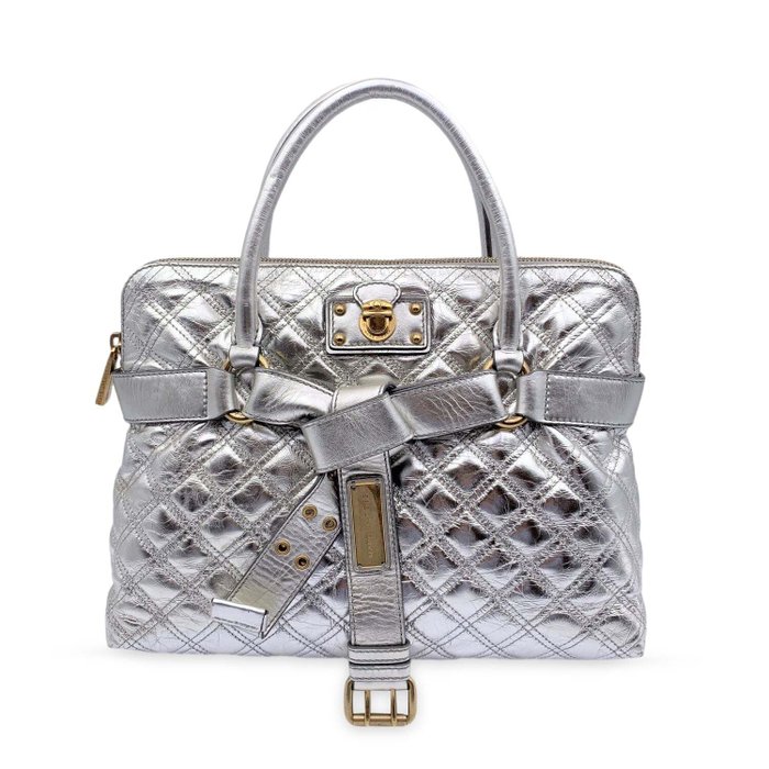 Marc Jacobs - Silver Tone Quilted Leather Bruna Tote Bag - Sac à main ...