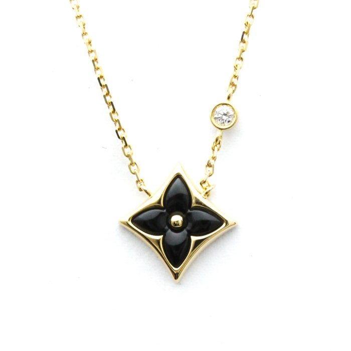 Louis Vuitton® Ever Blossom Pendant, Yellow Gold, Onyx & Diamonds
