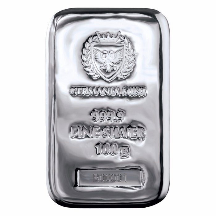 100 gram - Sølv .999 - Germania Mint - Forseglet og med sertifikat  (Ingen reservasjonspris)