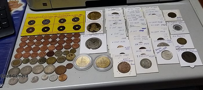 World, Germany, Brazil, China, Spain, United States, England, Italy, Italian Republic, Portugal. Collection of coins from different countries (111 pieces inkl. some restrike)