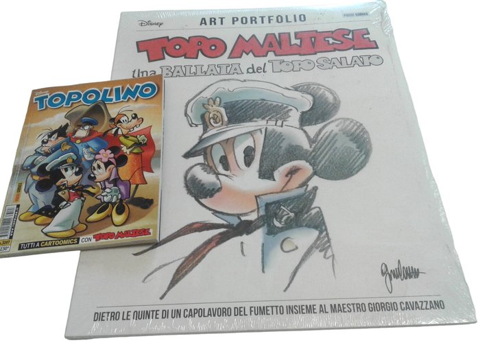Cavazzano 912/1105 - Topo Maltese una ballata del topo salato - 1 Portfolio + Mickey Mouse - Erstausgabe