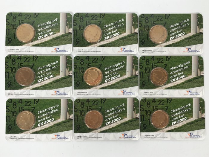 Netherlands. 5 Gulden 2000 - Coincard - "Ek 2000" (9 stuks)