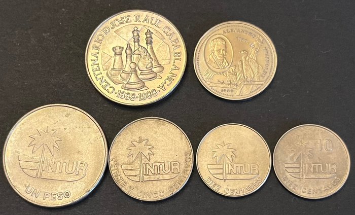 Cuba. 10 Centavos / 1 Peso 1981/1988 - Comemorativas e INTUR (6 moedas)