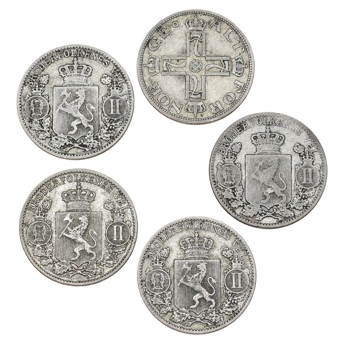 Norway. Lot of 5 Coins 1898-1909