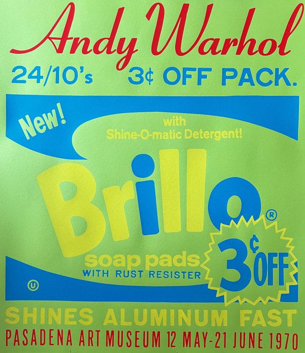 Andy Warhol, after - Brillo Soap Pads, Pasadena Art Museum Exhibition, Exhibition Advertisement - 1970-tallet