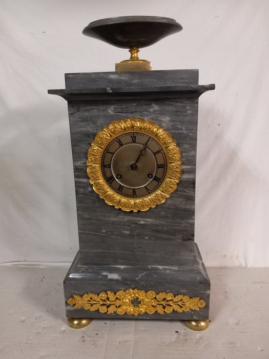 壁炉架时钟 -  帝政风格 大理石, 黄铜色 - 1850-1900