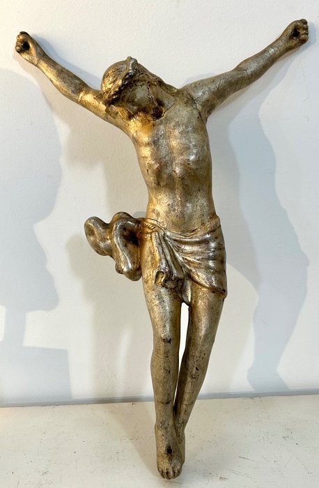 Skulptur, Corpus Chisti in legno scolpito e argentato, del XVIII secolo - 50 cm - Holz und Blattsilber mit Spuren von Vergoldung - 1700