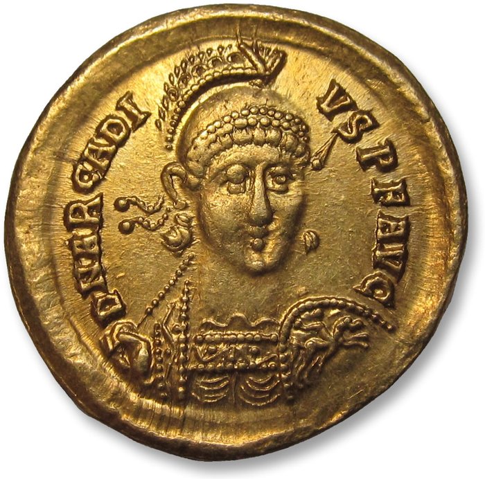 Imperio romano. Arcadio (383-408 e. c.). Solidus Constantinople mint, 3rd officina (Γ) circa 395-402 A.D.