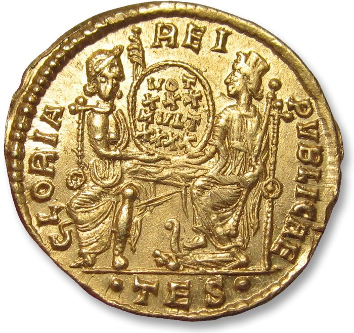 罗马帝国. 康斯坦丁修斯二世（公元337-361）. Solidus Thessalonica mint circa 355-360 A.D. - mintmark •TES• -