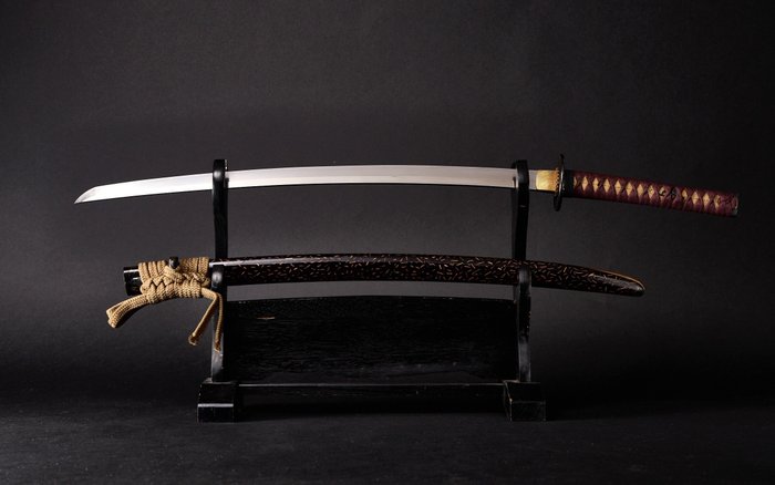 Katana - Japanese Sword Nihonto with Mountings (Phoenix Carved Kogai ＆ Openwork Tsuba) - Japonia - Edo Period (1600-1868)
