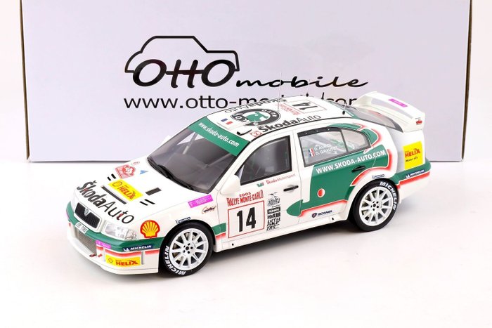 Otto Mobile 1:18 - Urheiluauton pienoismalli - Skoda Octavia WRC Rally Montecarlo 2003 Auriol-Giraudet - OT431