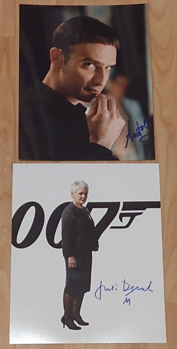 James Bond 007 - Judi Dench (M) + Anatole Taubman (Elvis) - Autograph, Photos, Signed with Certified Genuine b´bc