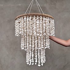 NO RESERVE PRICE – SL08 – Stunning Large Handmade Shell Chandelier / Hanging lamp – Kroonluchter – Schelpen