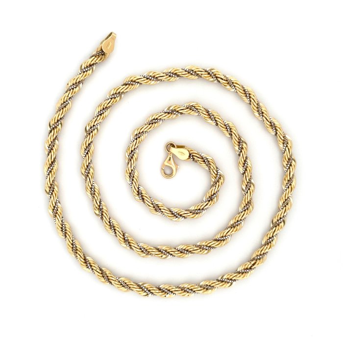 Fune oro bicolore - 5.9 gr - 50 cm - 18 Kt - Halskette - 18 kt Gelbgold, Weißgold