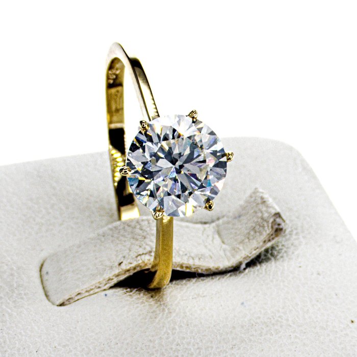 Zonder Minimumprijs - 1.91 Ct SI1 Round Diamond Ring - Verlovingsring Geel goud -  1.91 tw. Diamant  (Natuurlijk) 