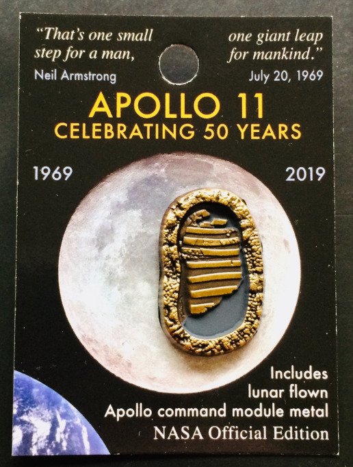 Apollo 11 - Official First Footprints NASA Lapel Pin - With Flown Metal That Went to the Moon - Limited Edition
