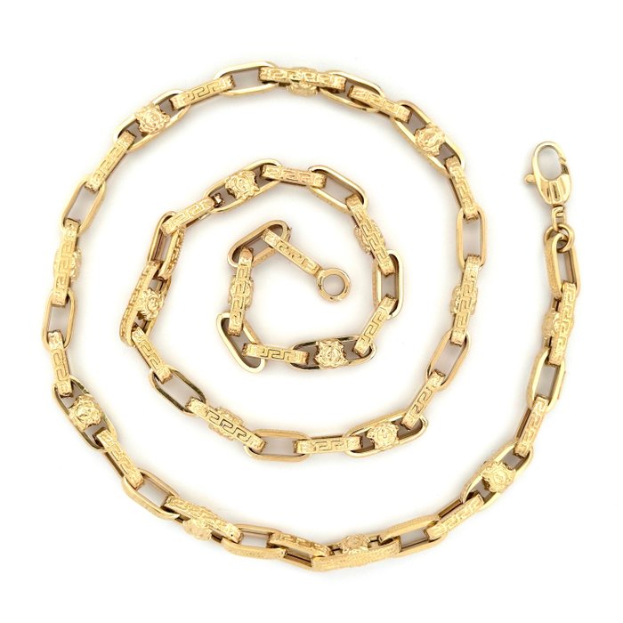 Collana con Greche e Medusa - 22.3 gr - 60 cm - 18 Kt - Necklace Yellow gold 