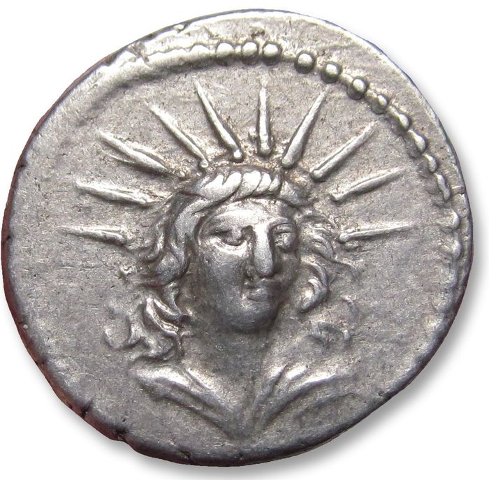 罗马共和国. L. Mussidius Longus, 42 BC. Denarius Rome mint - Shrine of Venus Cloacina -