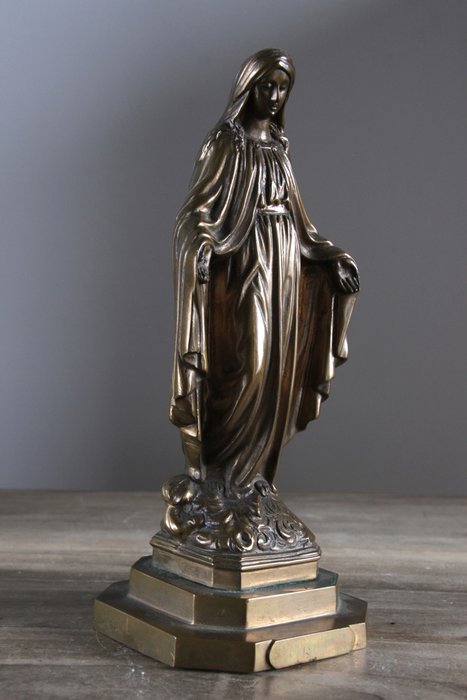 Figur - Maria van de Wonderdadige Medaille - Bronse (patinert)