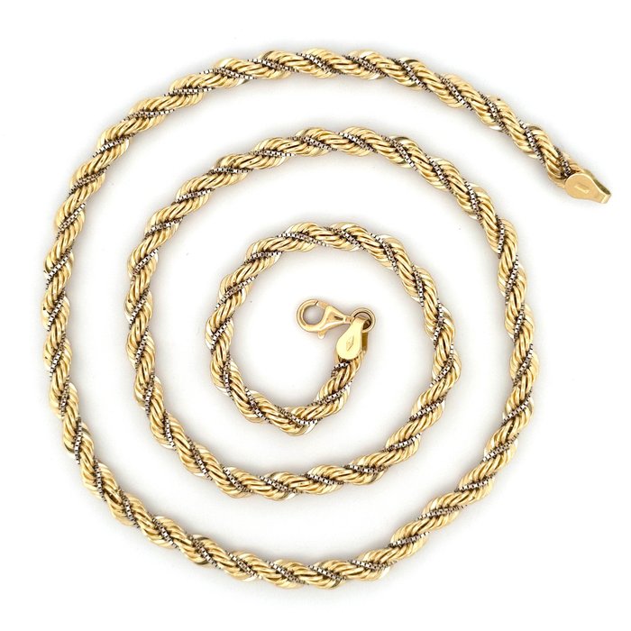 Collana Fune 18 kt - 8.1 gr - 50 cm - Halskette Gelbgold, Weißgold 