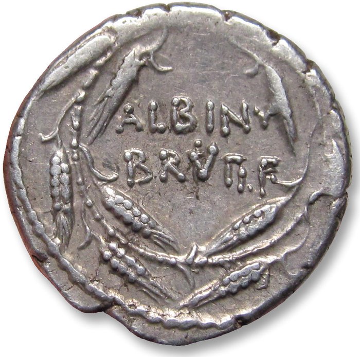 Römische Republik. Postumius Albinus Bruti f.. Denarius Rome mint 48 B.C.