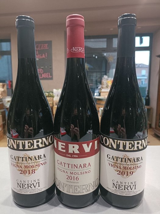 2016 , 2018 & 2019 Nervi Conterno, Gattinara "Vigna Molsino" - Piemonte DOCG - 3 Bottiglie (0,75 L)