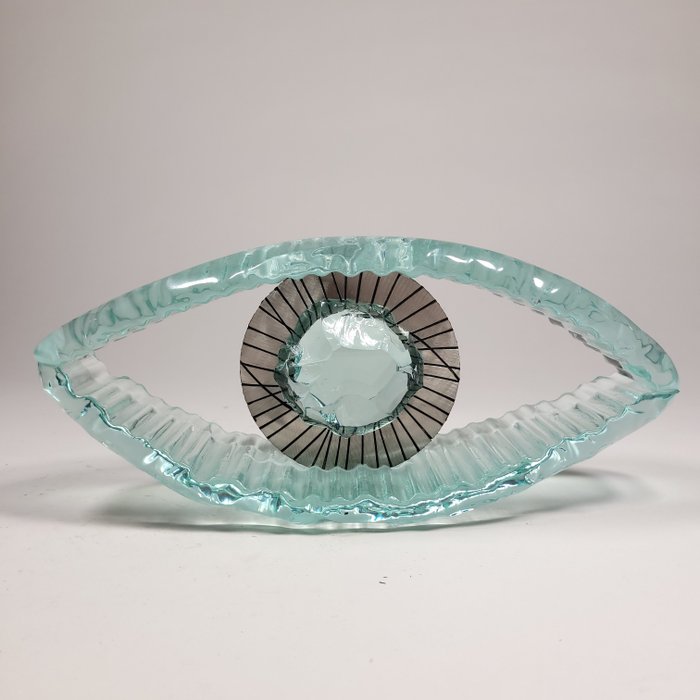 Andrzej Rafalski (XX-XXI) - Schnitzerei, Handmade glass eye - No reserve - 31 cm - Glas, Stahl - 2023