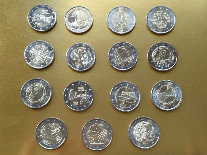 Europa. 2 Euro 2014/2023 (15 moedas)  (Senza Prezzo di Riserva)